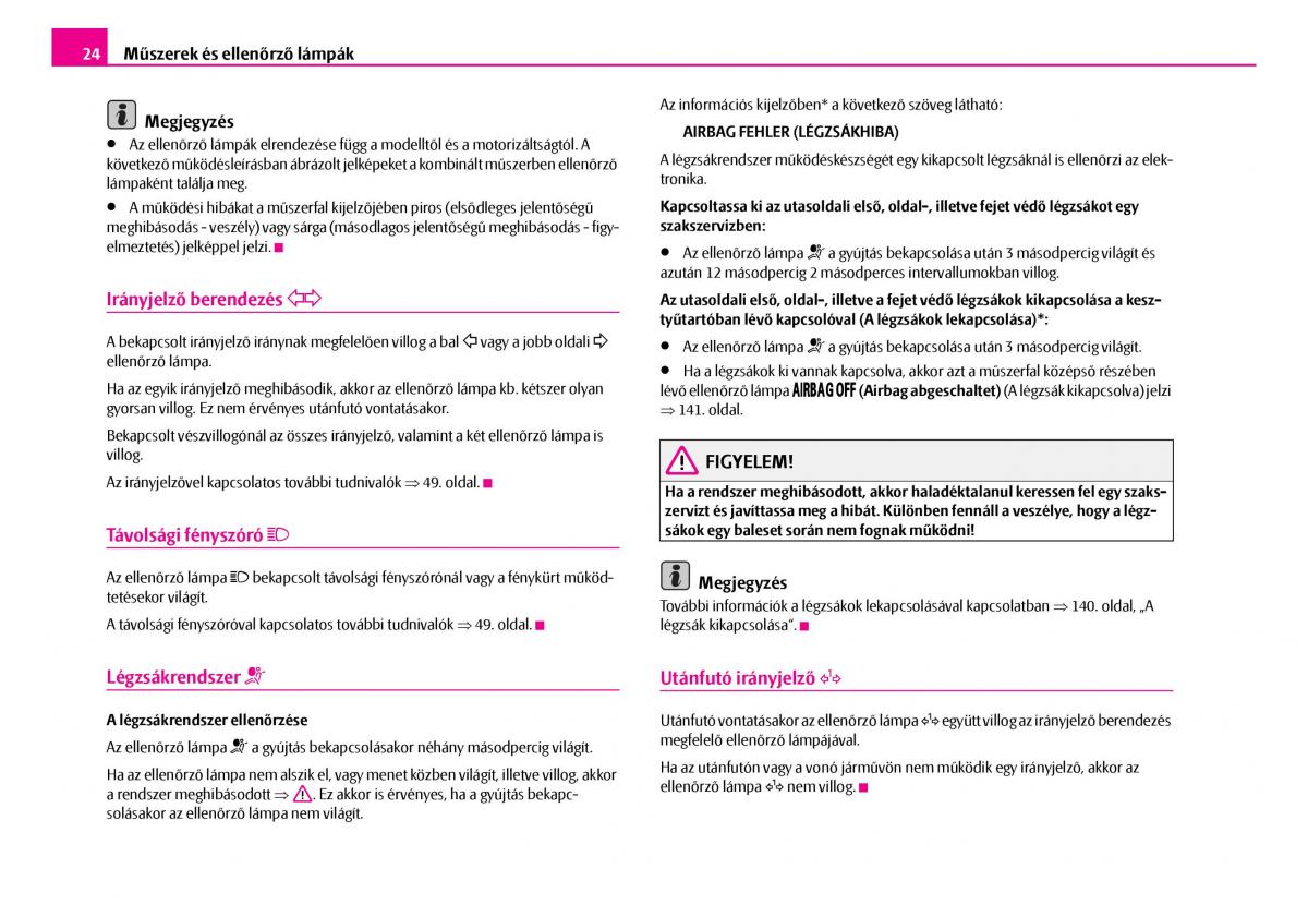 Skoda Superb I 1 Kezelesi utmutato / page 25