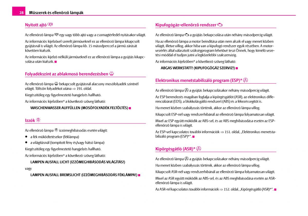 Skoda Superb I 1 Kezelesi utmutato / page 29