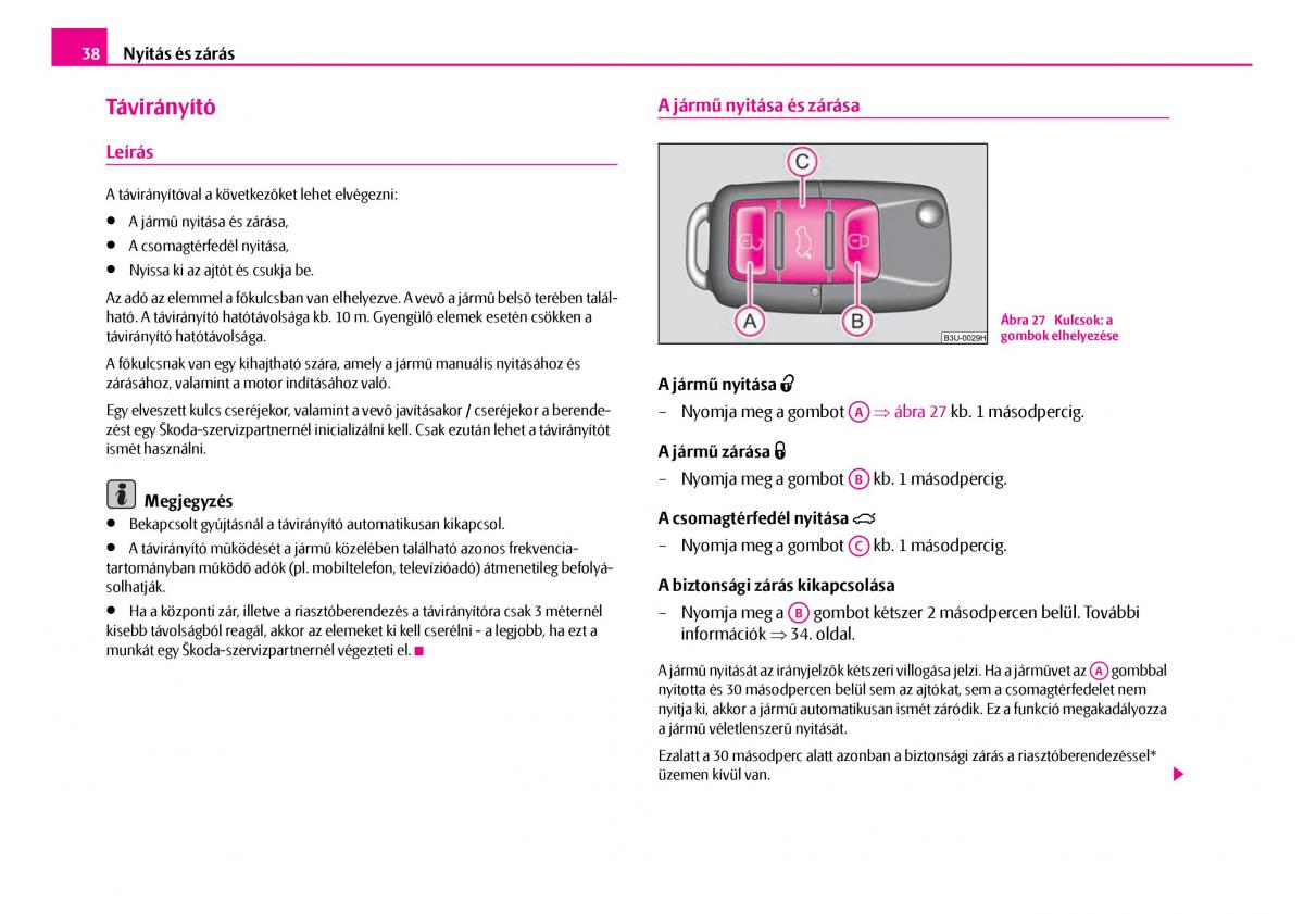 Skoda Superb I 1 Kezelesi utmutato / page 39