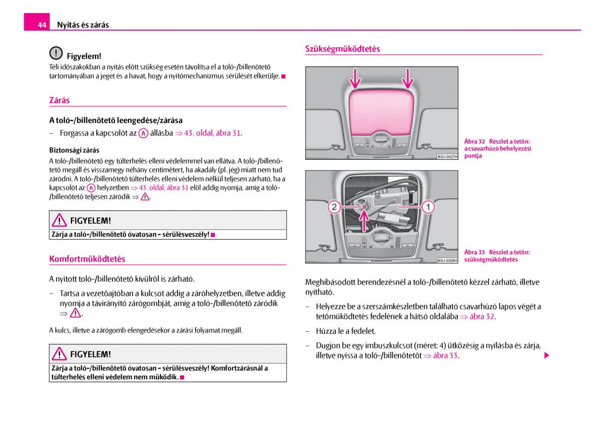 Skoda Superb I 1 Kezelesi utmutato / page 45