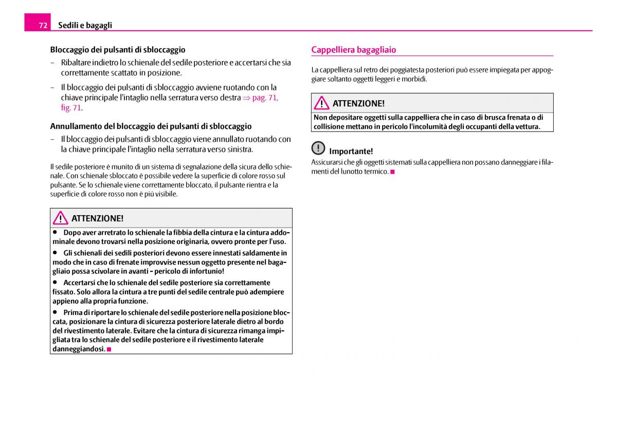 Skoda Superb I 1 manuale del proprietario / page 73