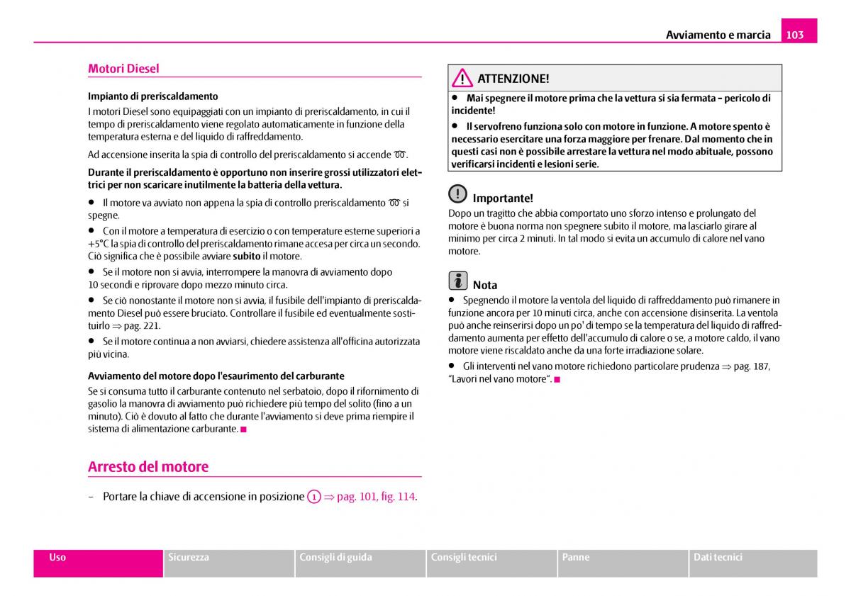 Skoda Superb I 1 manuale del proprietario / page 104