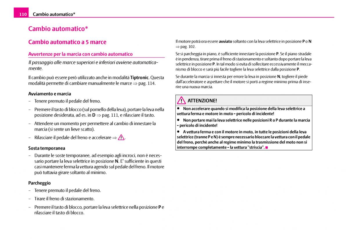 Skoda Superb I 1 manuale del proprietario / page 111