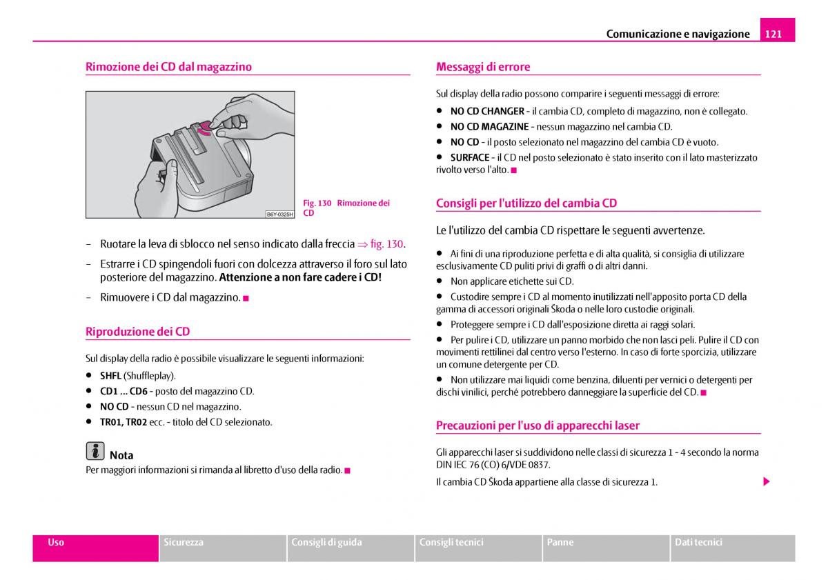 Skoda Superb I 1 manuale del proprietario / page 122