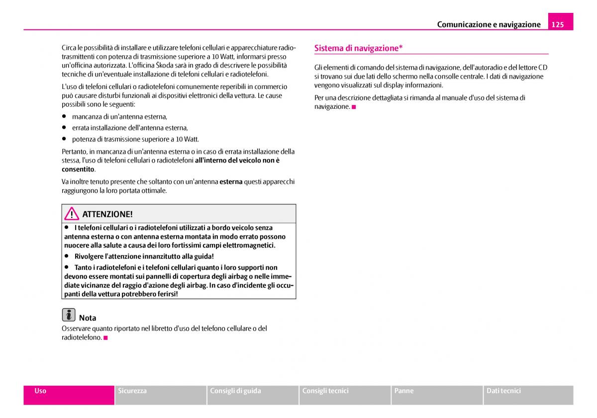 Skoda Superb I 1 manuale del proprietario / page 126