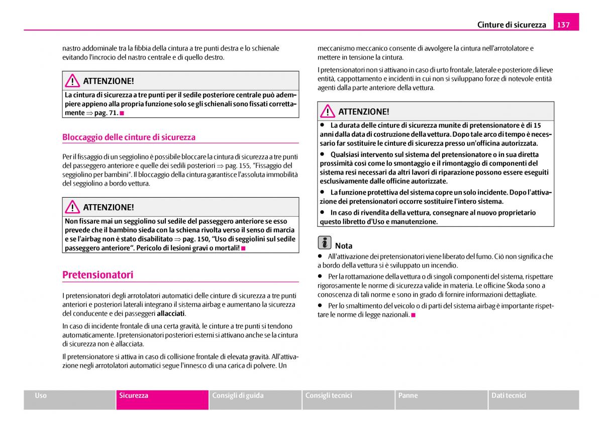 Skoda Superb I 1 manuale del proprietario / page 138