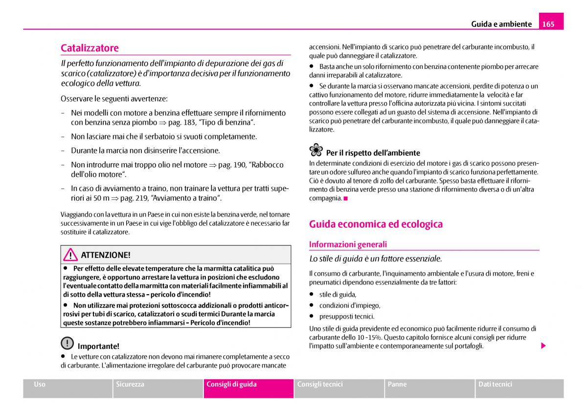 Skoda Superb I 1 manuale del proprietario / page 166