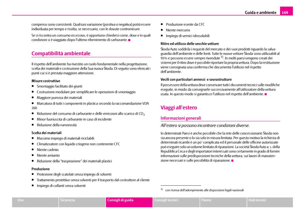 Skoda Superb I 1 manuale del proprietario / page 170