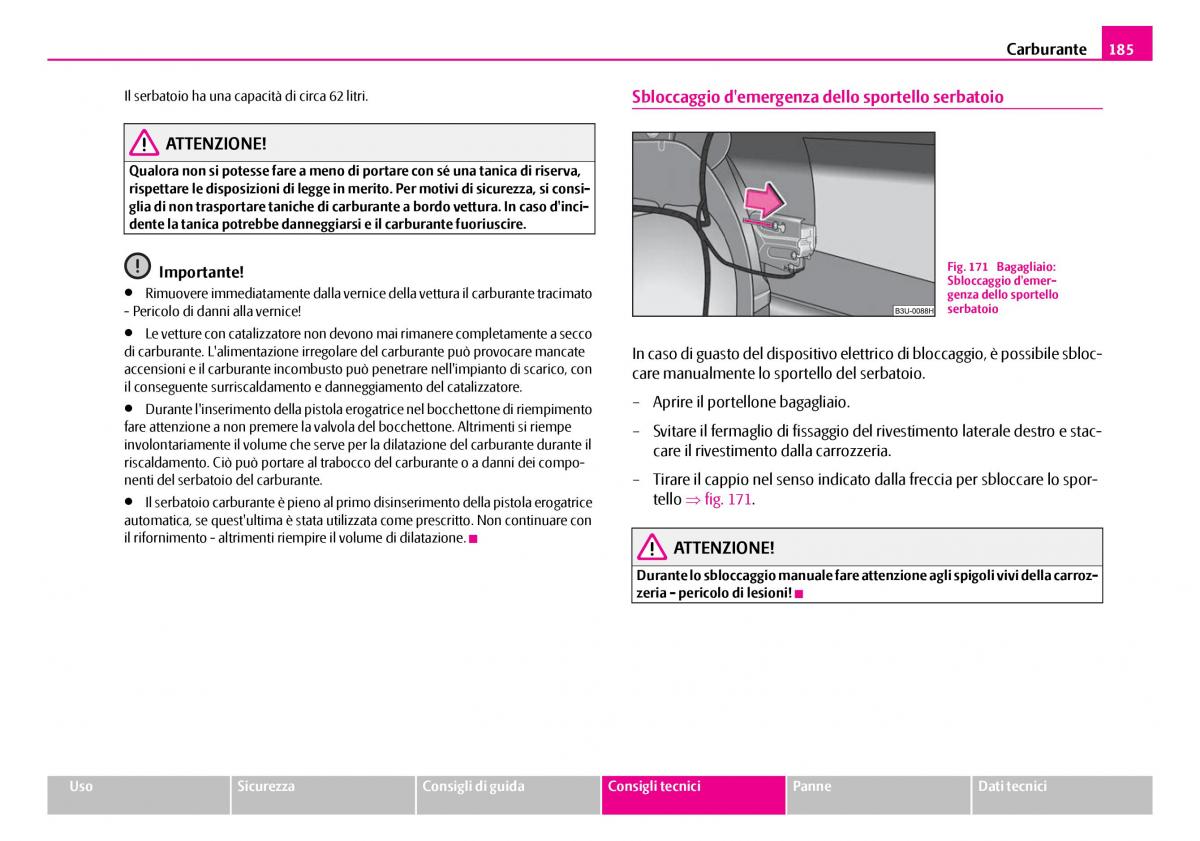 Skoda Superb I 1 manuale del proprietario / page 186