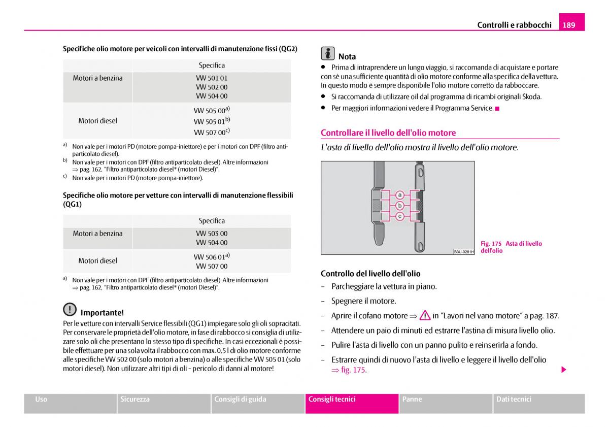 Skoda Superb I 1 manuale del proprietario / page 190