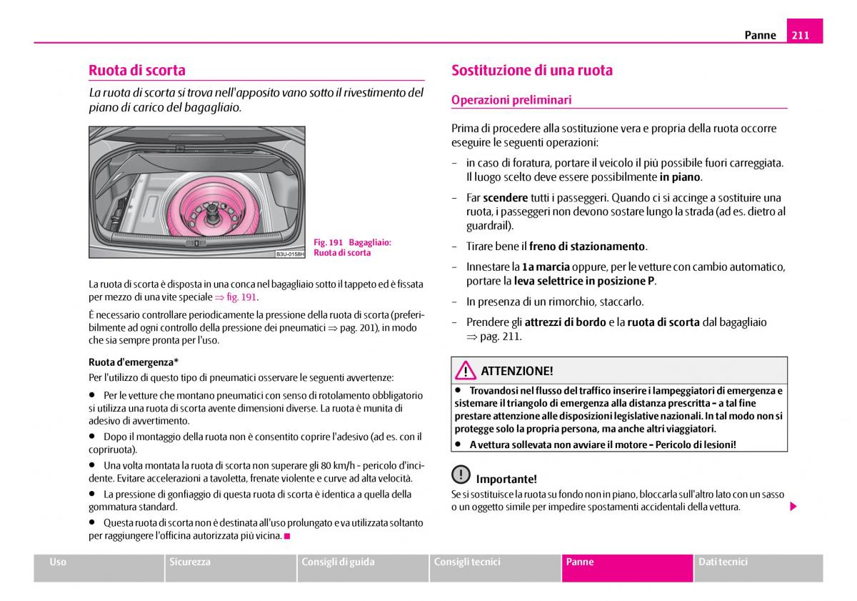 Skoda Superb I 1 manuale del proprietario / page 212