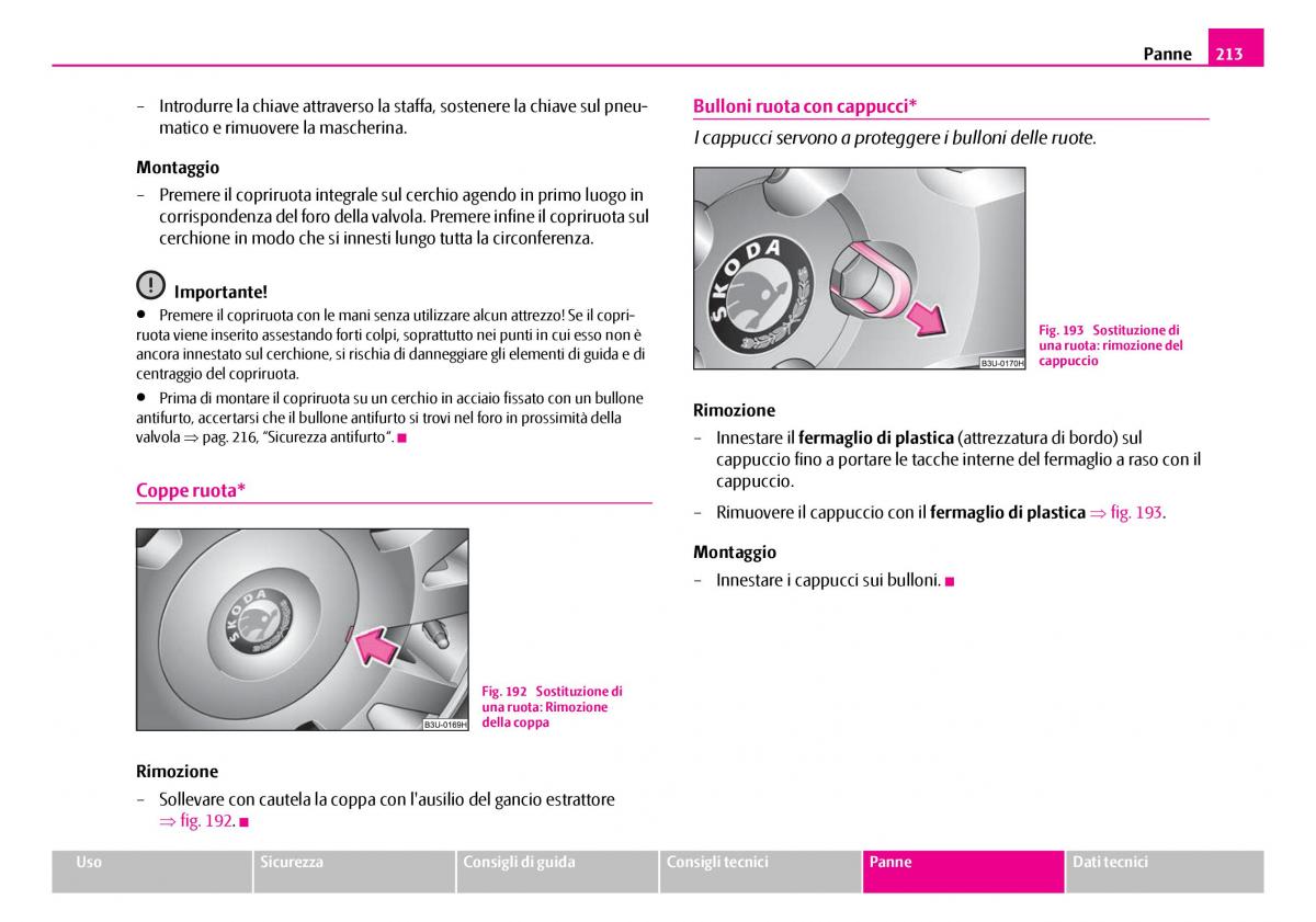 Skoda Superb I 1 manuale del proprietario / page 214