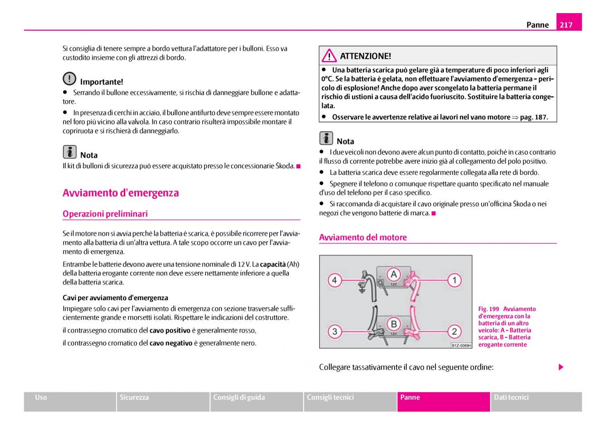 Skoda Superb I 1 manuale del proprietario / page 218