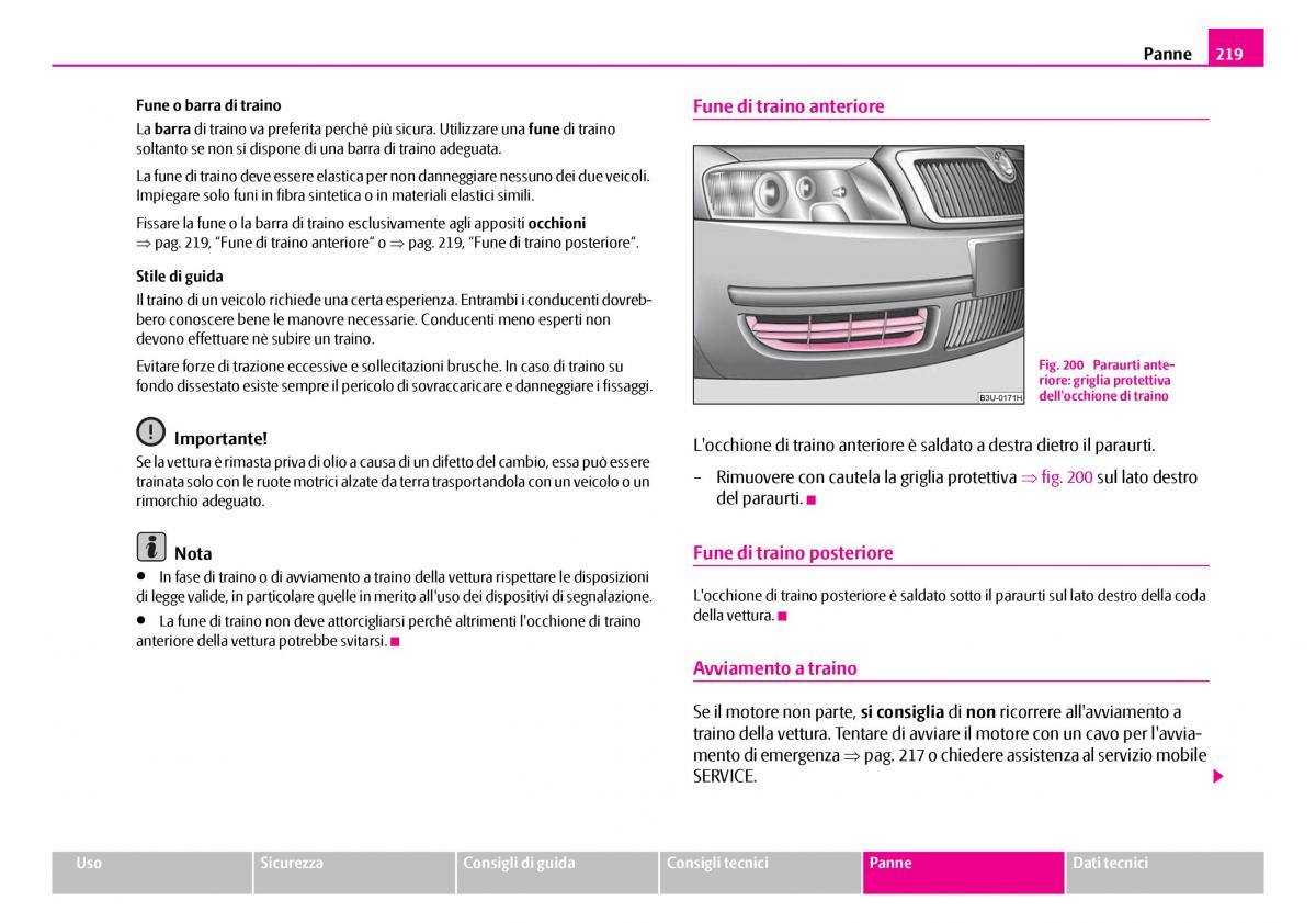 Skoda Superb I 1 manuale del proprietario / page 220