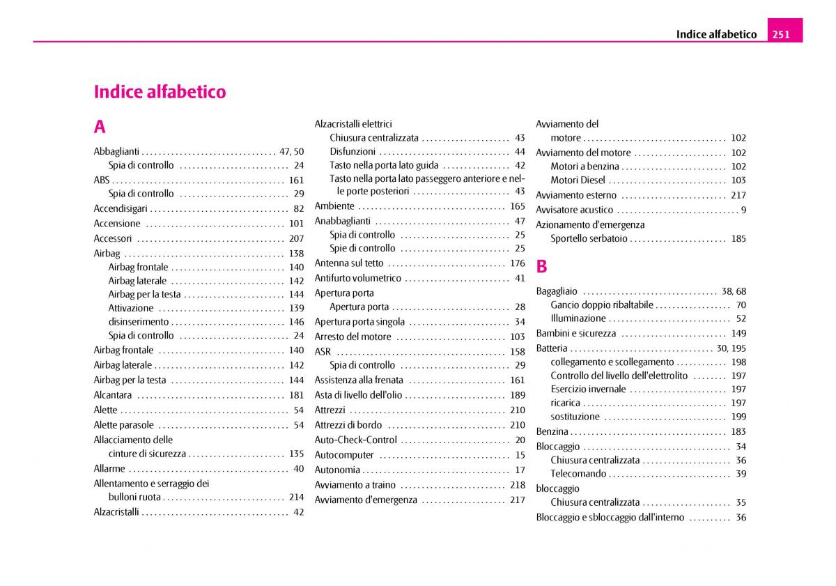 Skoda Superb I 1 manuale del proprietario / page 252