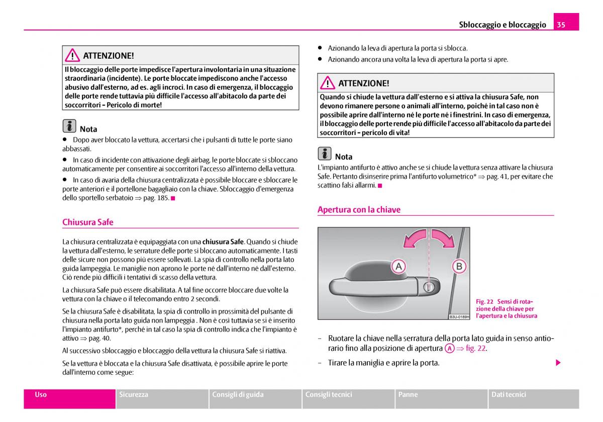 Skoda Superb I 1 manuale del proprietario / page 36