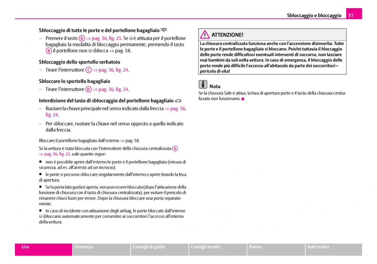 Skoda Superb I 1 manuale del proprietario / page 38