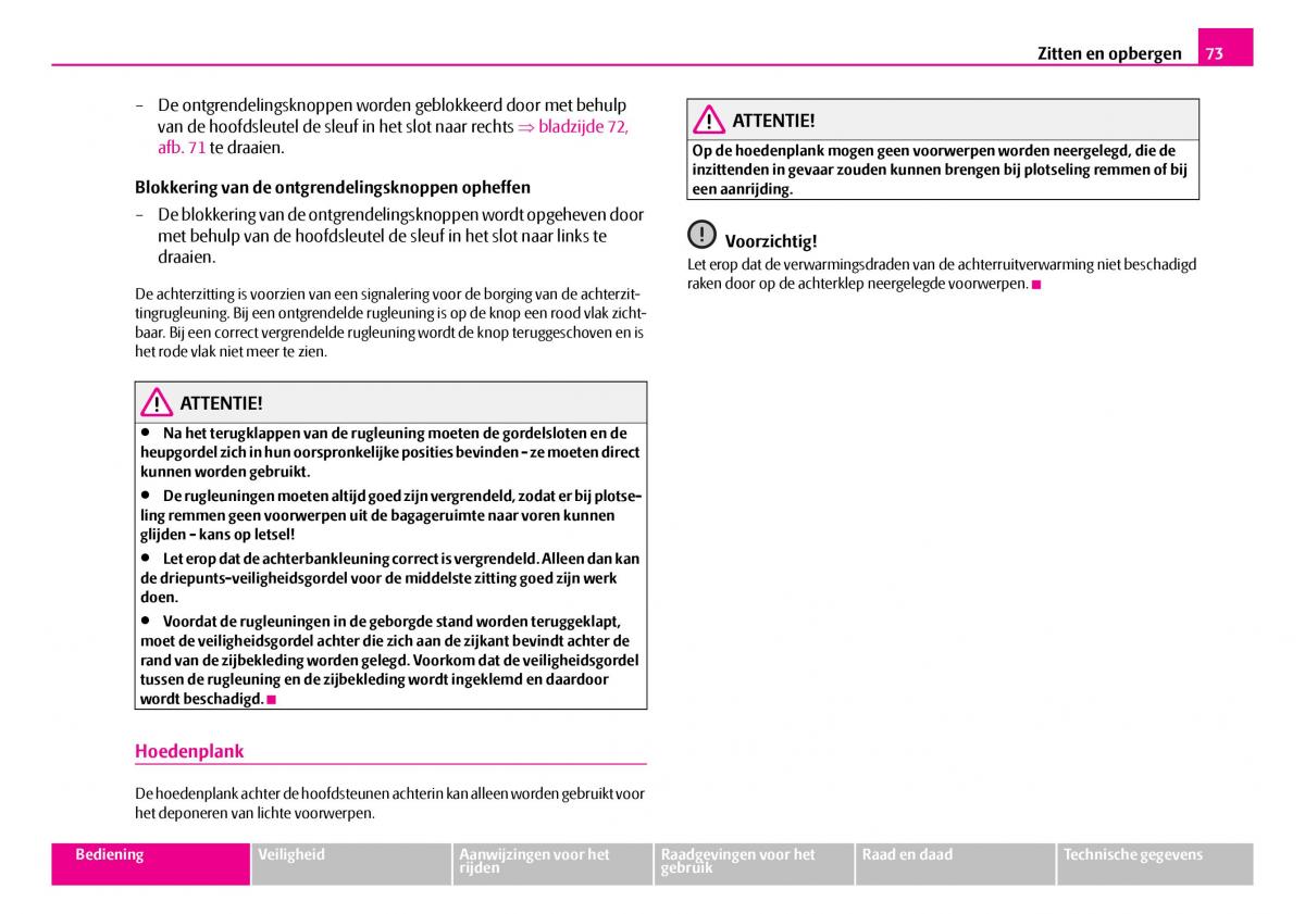 Skoda Superb I 1 handleiding / page 74