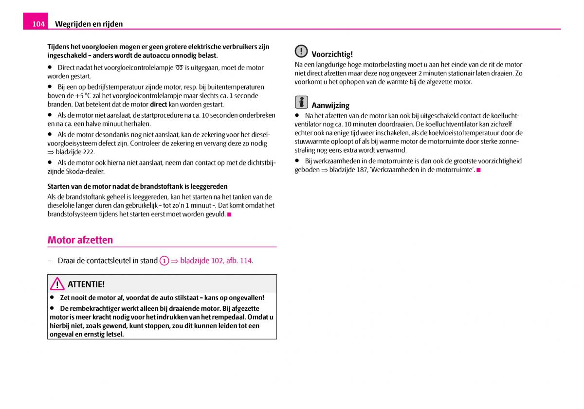 Skoda Superb I 1 handleiding / page 105