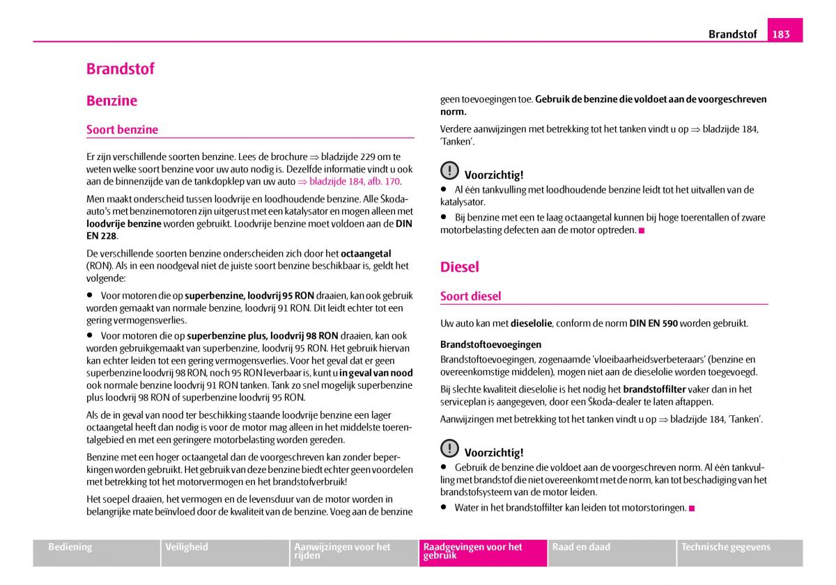 Skoda Superb I 1 handleiding / page 184