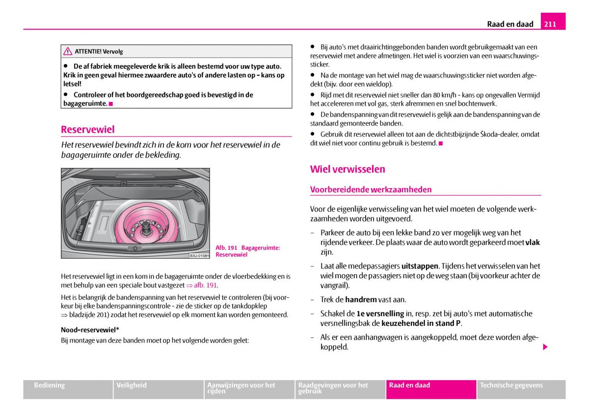 Skoda Superb I 1 handleiding / page 212