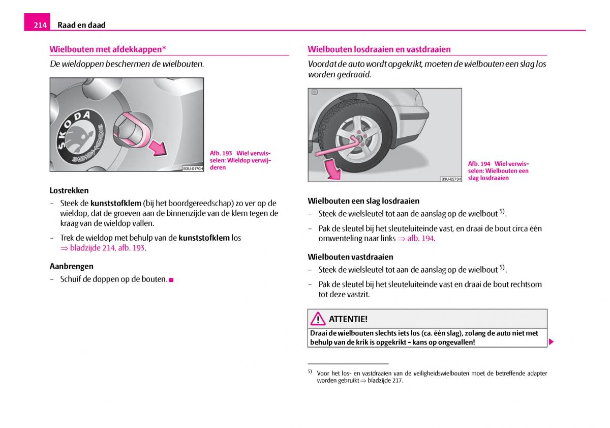 Skoda Superb I 1 handleiding / page 215