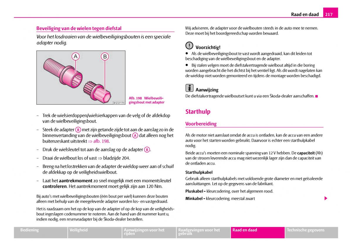 Skoda Superb I 1 handleiding / page 218