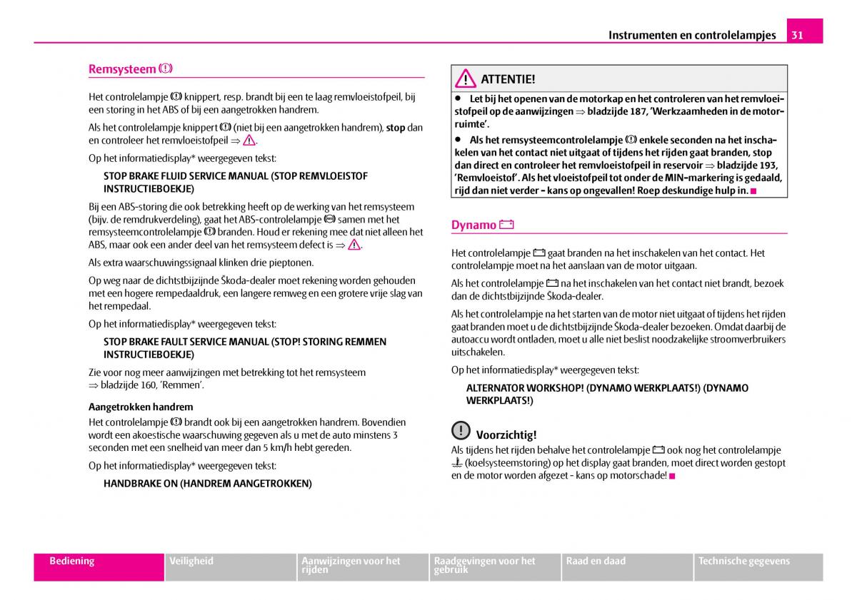 Skoda Superb I 1 handleiding / page 32