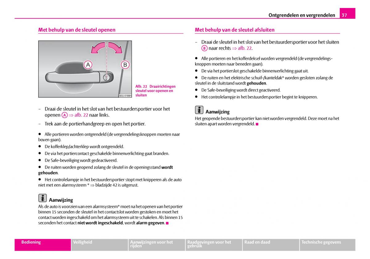 Skoda Superb I 1 handleiding / page 38