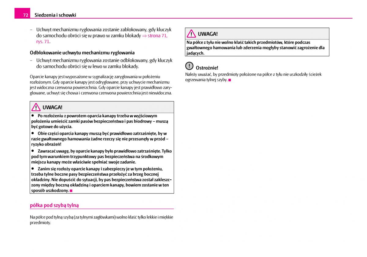 Skoda Superb I 1 instrukcja obslugi / page 73