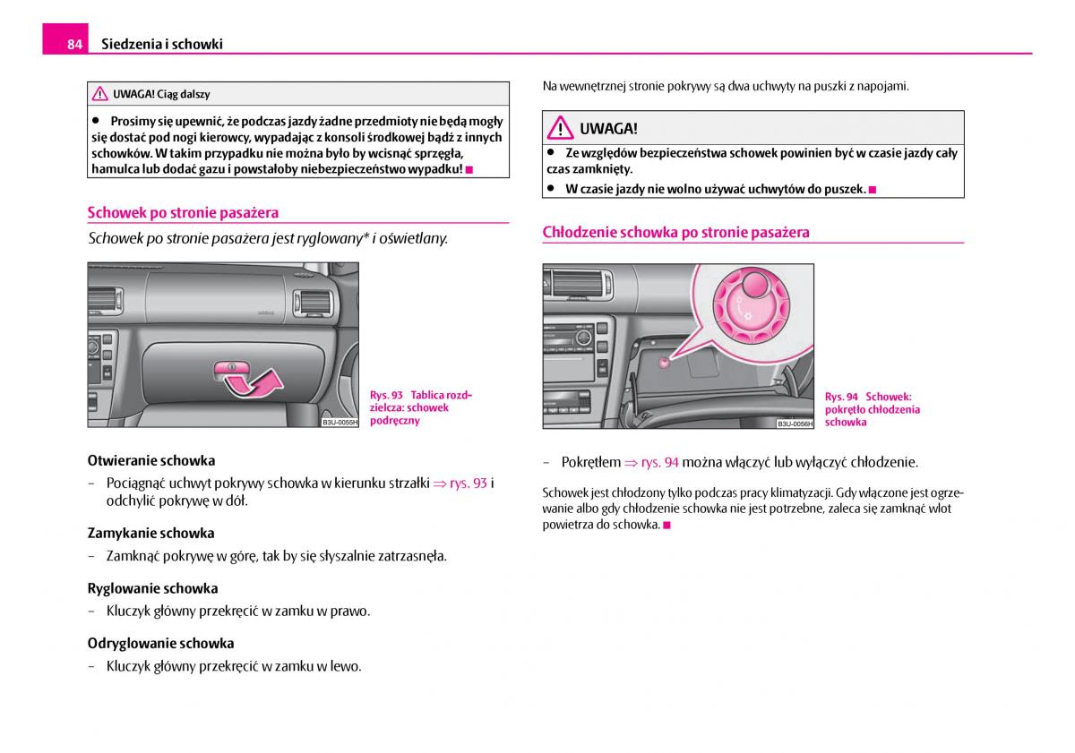 Skoda Superb I 1 instrukcja obslugi / page 85