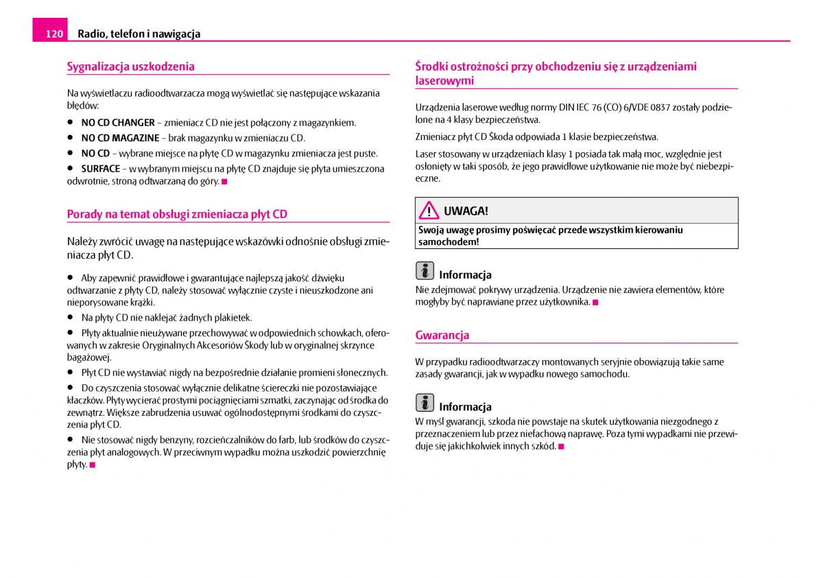 Skoda Superb I 1 instrukcja obslugi / page 121