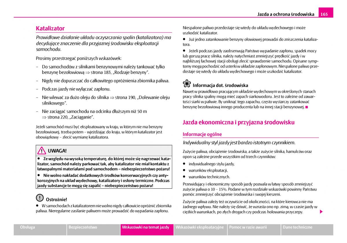 Skoda Superb I 1 instrukcja obslugi / page 166