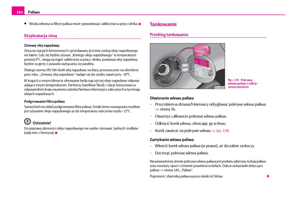 Skoda Superb I 1 instrukcja obslugi / page 185