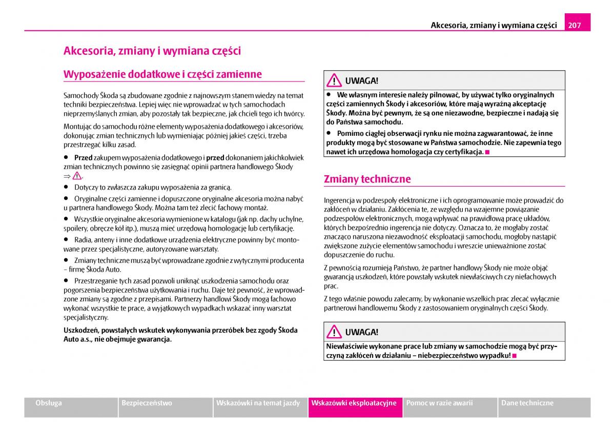 Skoda Superb I 1 instrukcja obslugi / page 208