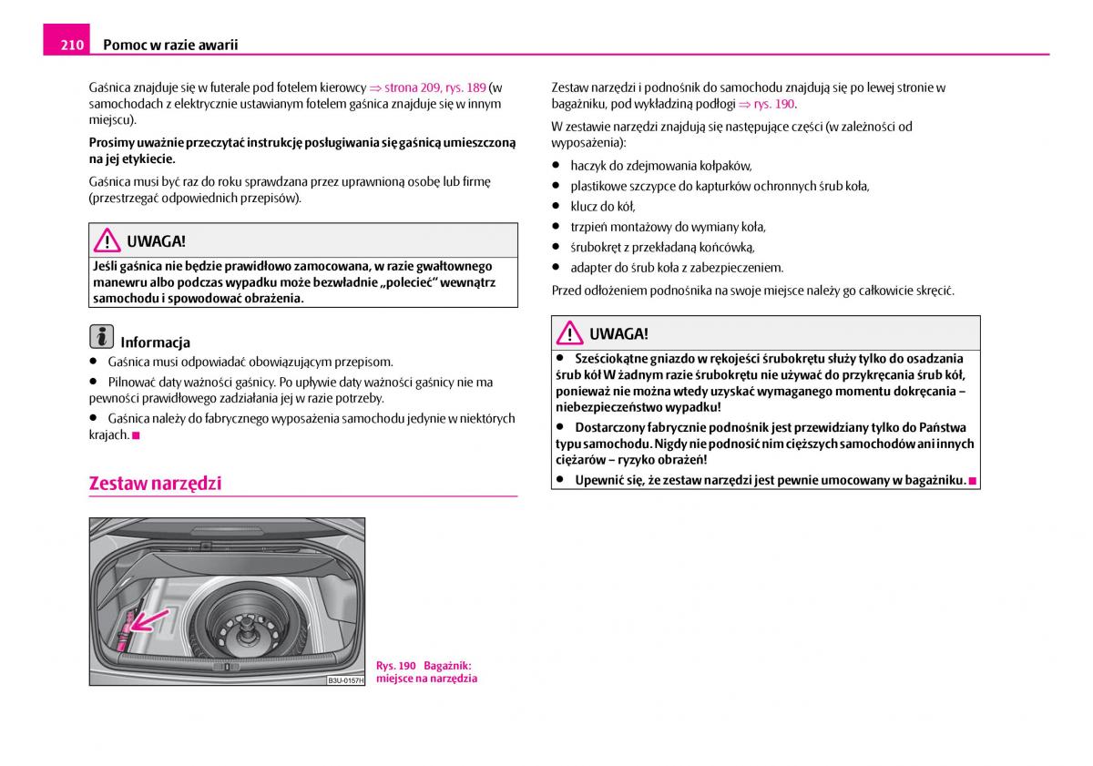 Skoda Superb I 1 instrukcja obslugi / page 211