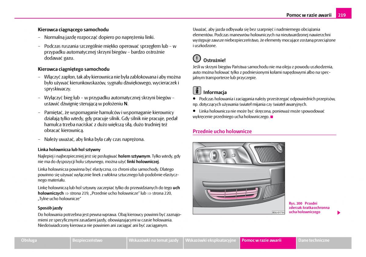 Skoda Superb I 1 instrukcja obslugi / page 220