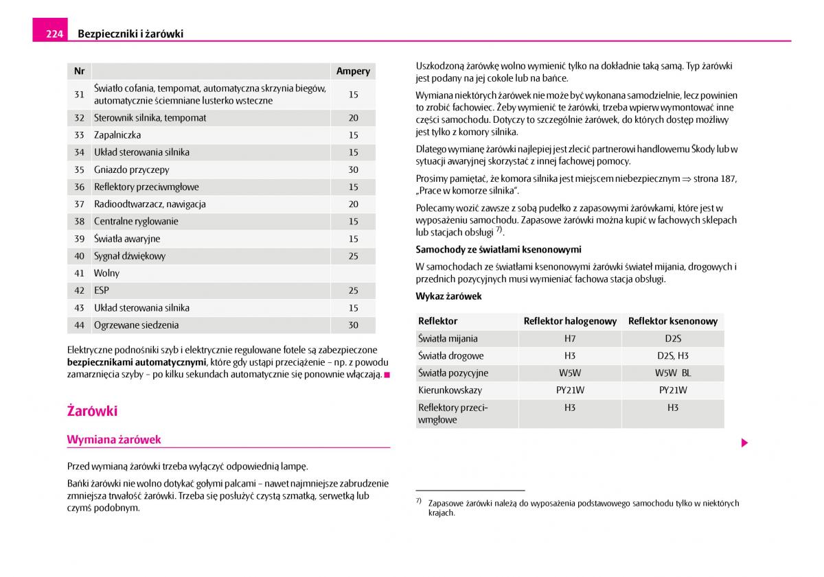 Skoda Superb I 1 instrukcja obslugi / page 225