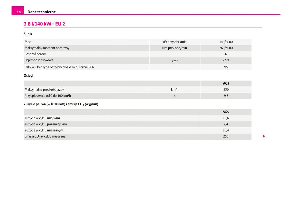 Skoda Superb I 1 instrukcja obslugi / page 239