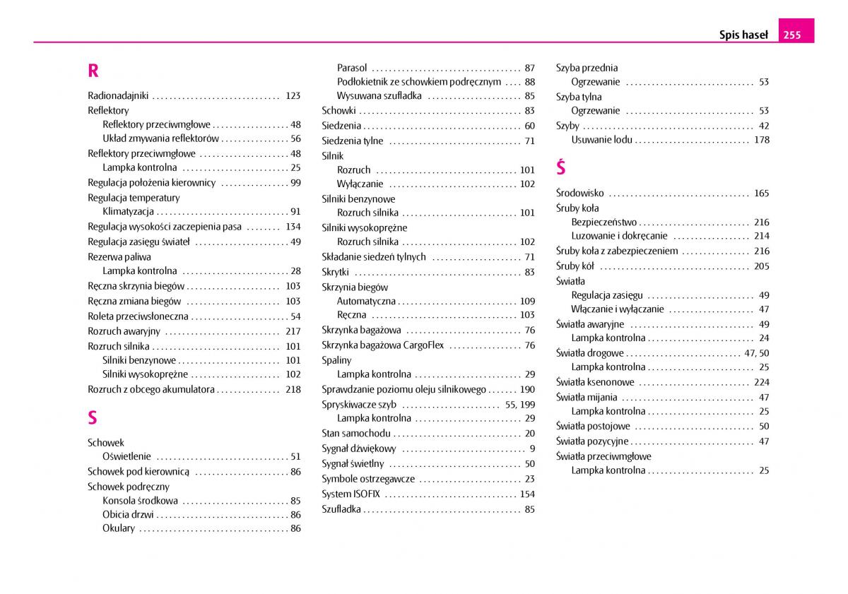 Skoda Superb I 1 instrukcja obslugi / page 256