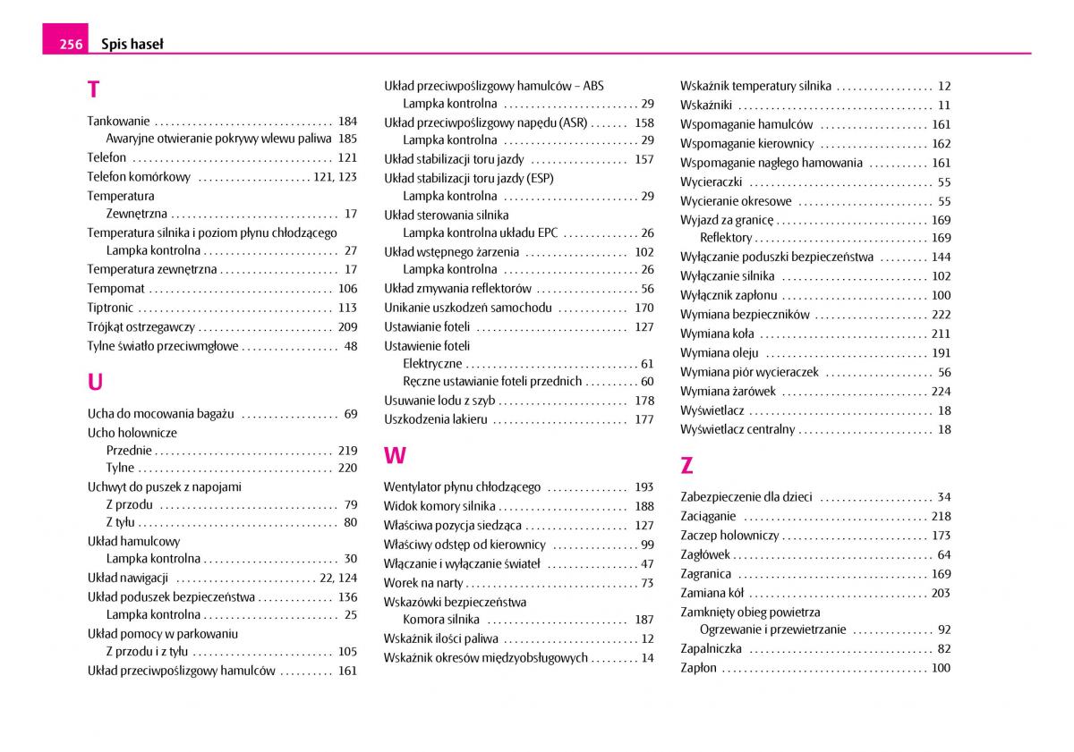 Skoda Superb I 1 instrukcja obslugi / page 257