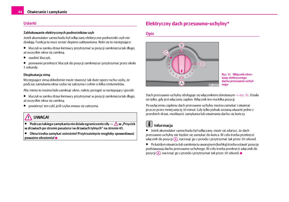 Skoda Superb I 1 instrukcja obslugi / page 45