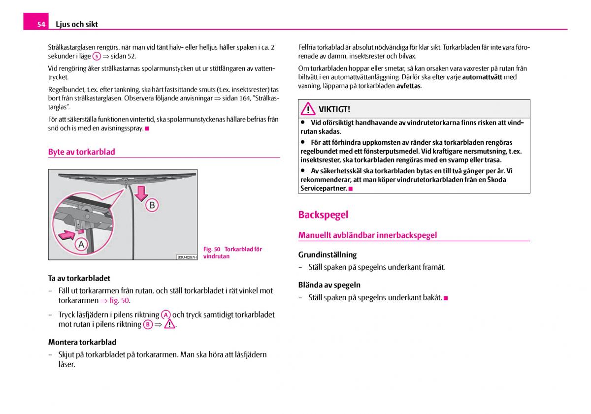 Skoda Superb I 1 instruktionsbok / page 55