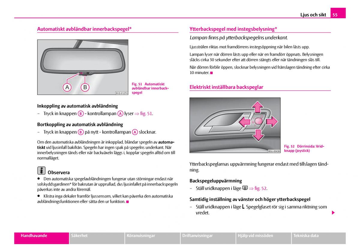 Skoda Superb I 1 instruktionsbok / page 56