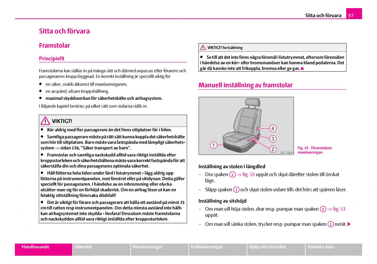 Skoda Superb I 1 instruktionsbok / page 58