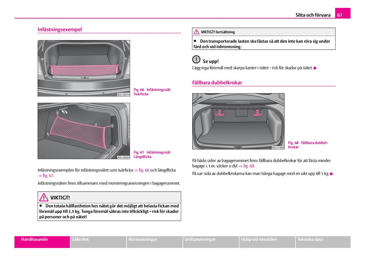 Skoda Superb I 1 instruktionsbok / page 68