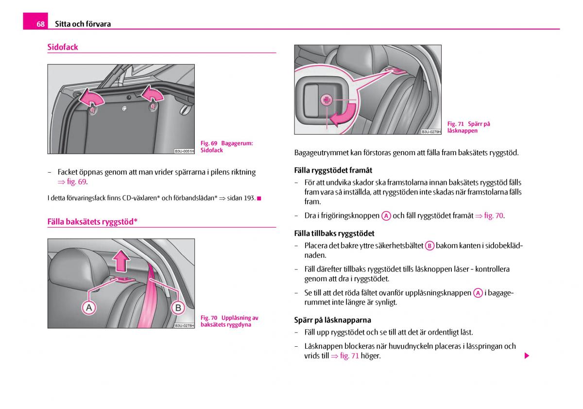 Skoda Superb I 1 instruktionsbok / page 69