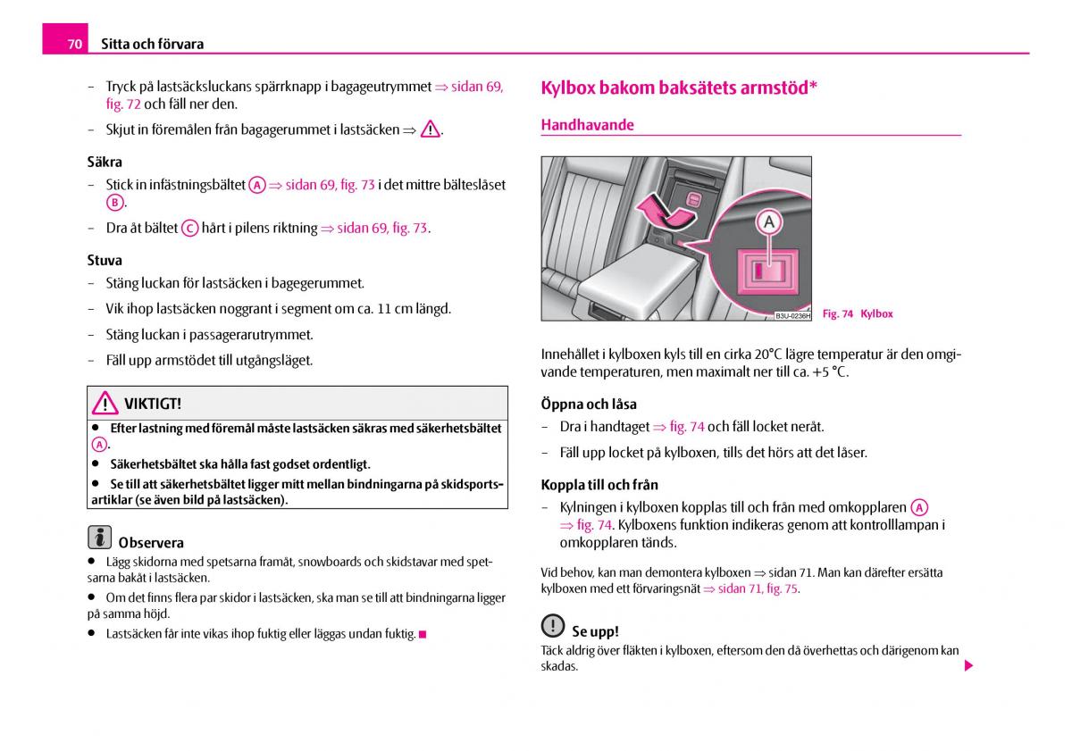 Skoda Superb I 1 instruktionsbok / page 71