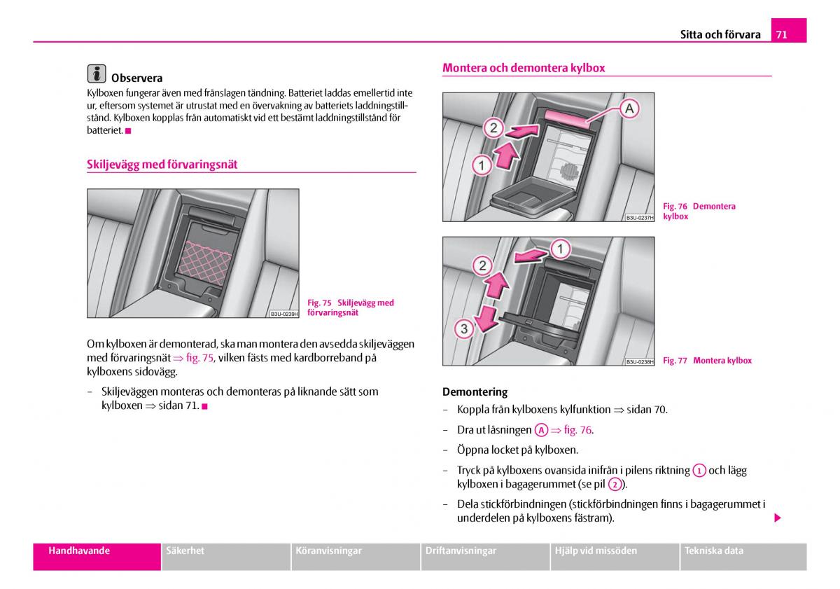 Skoda Superb I 1 instruktionsbok / page 72