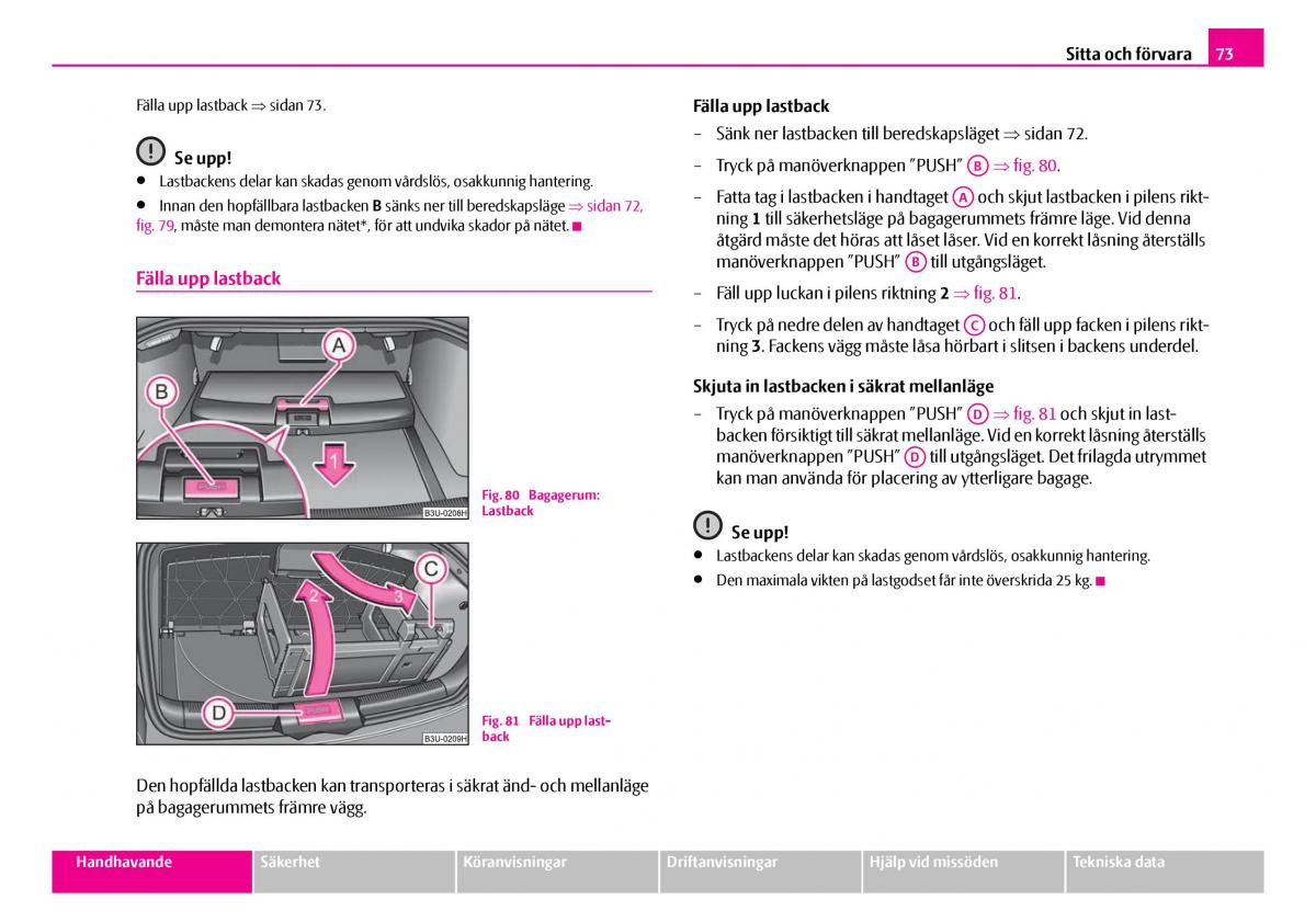 Skoda Superb I 1 instruktionsbok / page 74